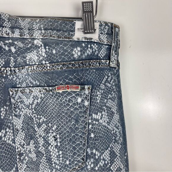NEW Hudson Nico Mid Rise Super Skinny Jeans Blue Snake Print Women's Size 27 - Picture 7 of 9